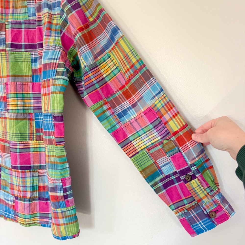 Polo Ralph Lauren Classic Fit Patchwork Madras Camp Shirt 100% Cotton Medium - Picture 8 of 14